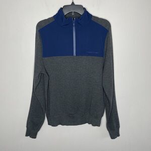 VINEYARD VINES Sweater Mens Small Active 1/4 Zip Pullover Merino Wool Blend Gray